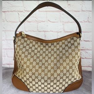 Authentic Gucci Supreme GG Soft Bree Large Hobo Khaki/Brown